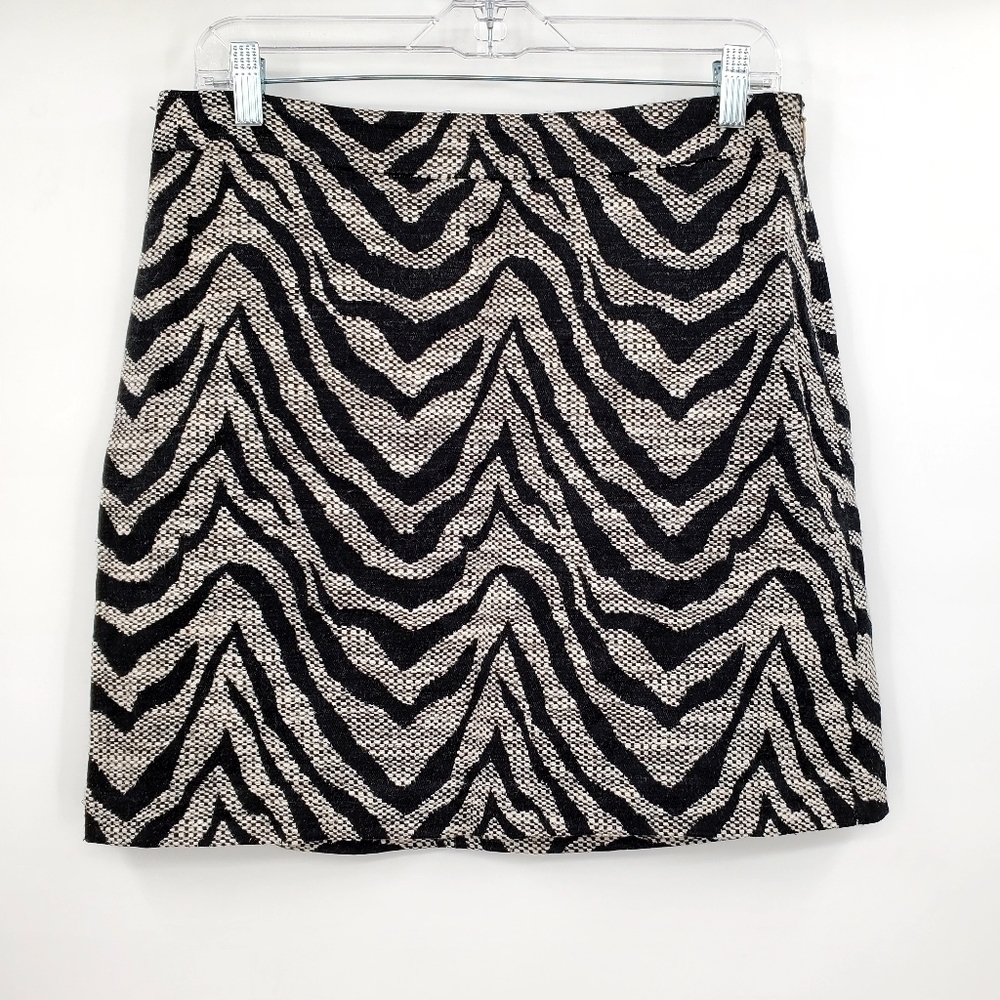 Banana Republic Heritage Gray Black Striped Animal Print Mini Skirt